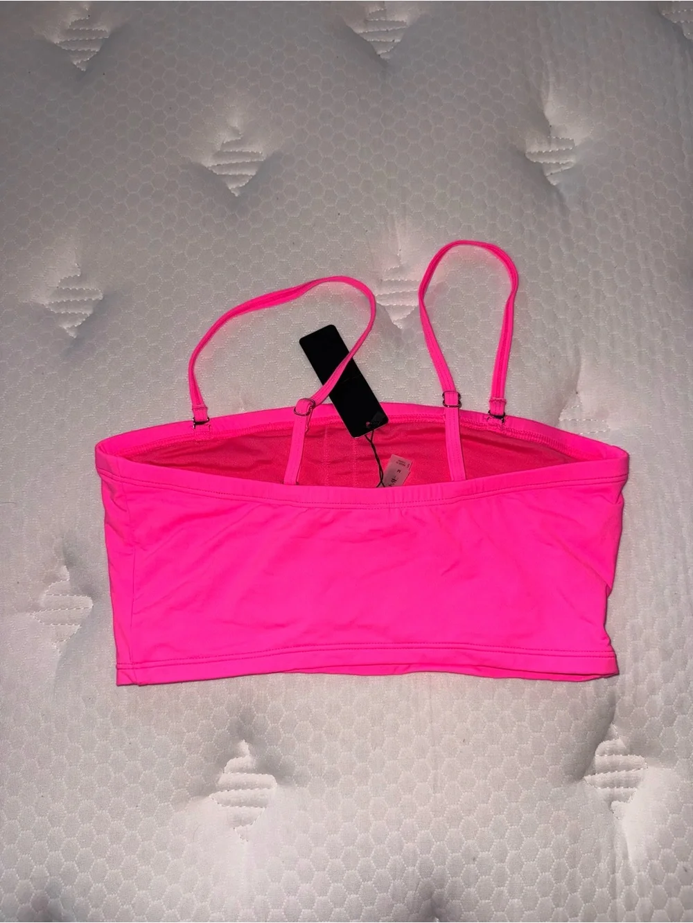 43. Neon Pink Bandeau bikini Bralette with Adjustable Straps